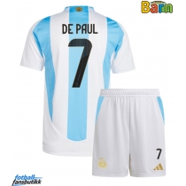 Argentina Rodrigo De Paul #7 Hjemmedraktsett Barn Copa America 2024 Kortermet (+ Korte bukser)